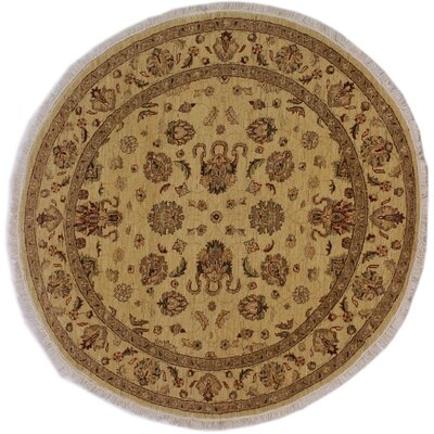 One-of-a-Kind Baccio Hand-Knotted Beige 5'7" x 5'8" Oval Wool Area Rug - Image 0
