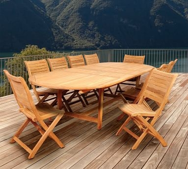 Nassau Extending Teak Oval Outdoor Dining Table, Small 59"-79" - Image 2