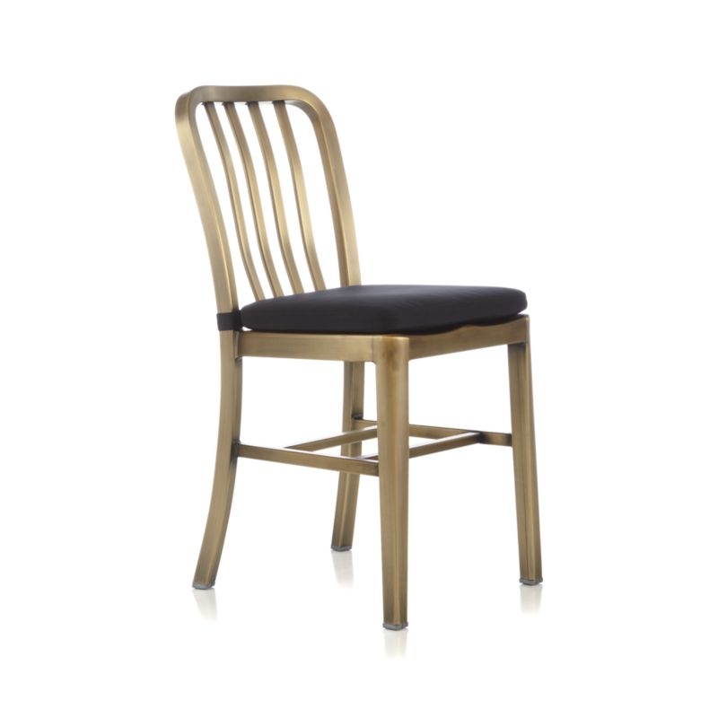Delta Brass Side Chair with Black Cushion - Image 6