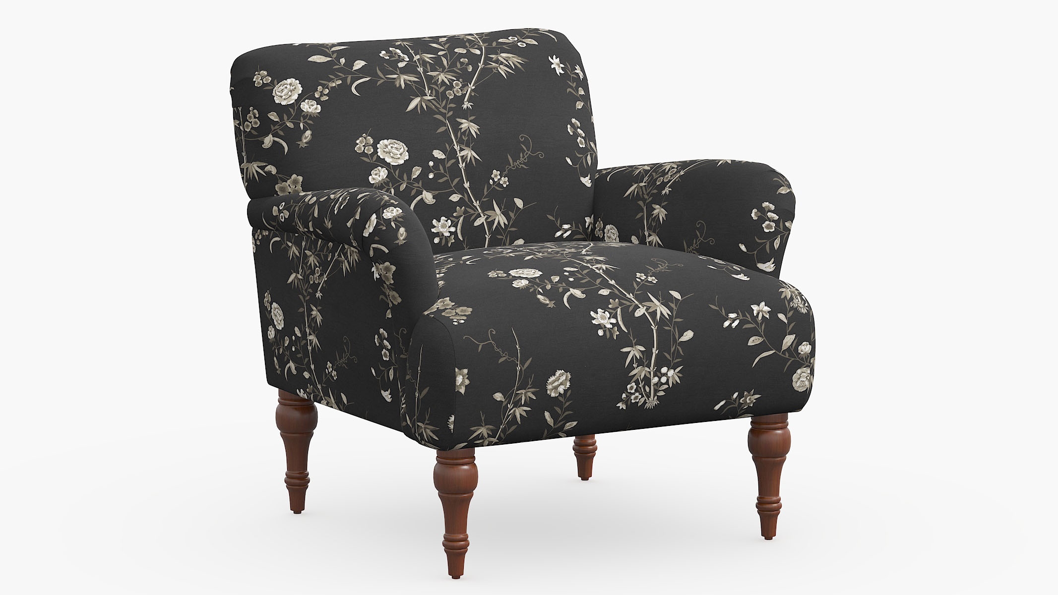 Traditional Accent Chair, Black Bamboo Garden - Image 0