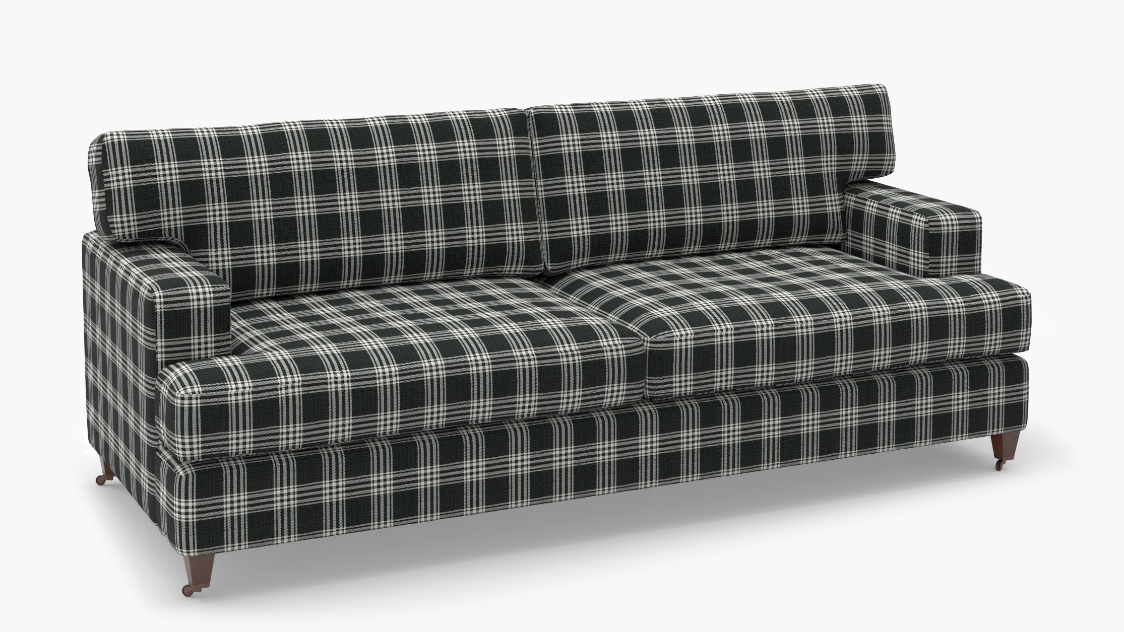 Classic Sofa, Barnegat Plaid, Walnut with Antique Brass Caster - Image 1