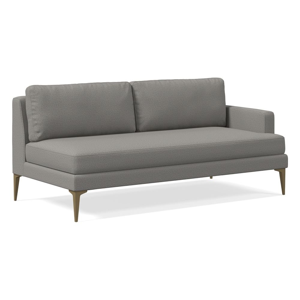Andes Petite Right Arm 2.5 Seater Sofa, Poly, Chenille Tweed, Silver, Blackened Brass - Image 0