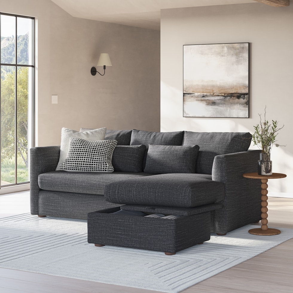 Marina 90" Reversible Storage Sectional - Napa Charcoal - Image 1