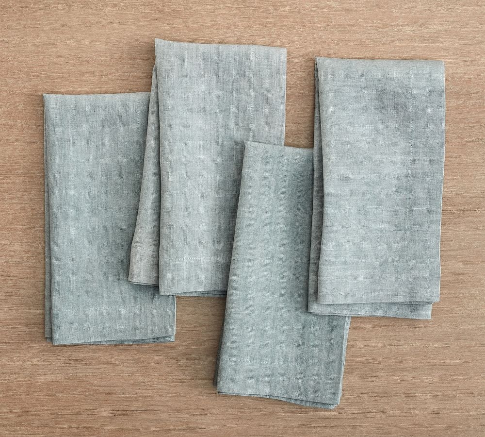 Mason Oversized Linen Napkins, Set of 4 - Dusty Blue - Image 0