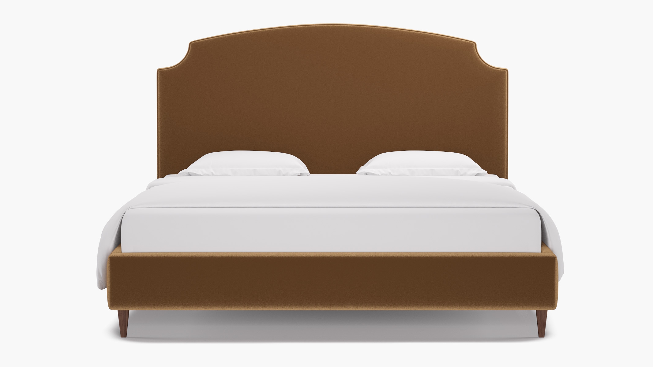Cove Bed, Fawn Performance Velvet, Walnut Square Tapered Leg, King - Image 0