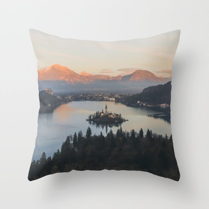 Lake Bled, Slovenia Ii Throw Pillow by Luke Gram - Cover (20" x 20") With Pillow Insert - Outdoor Pillow - Image 0