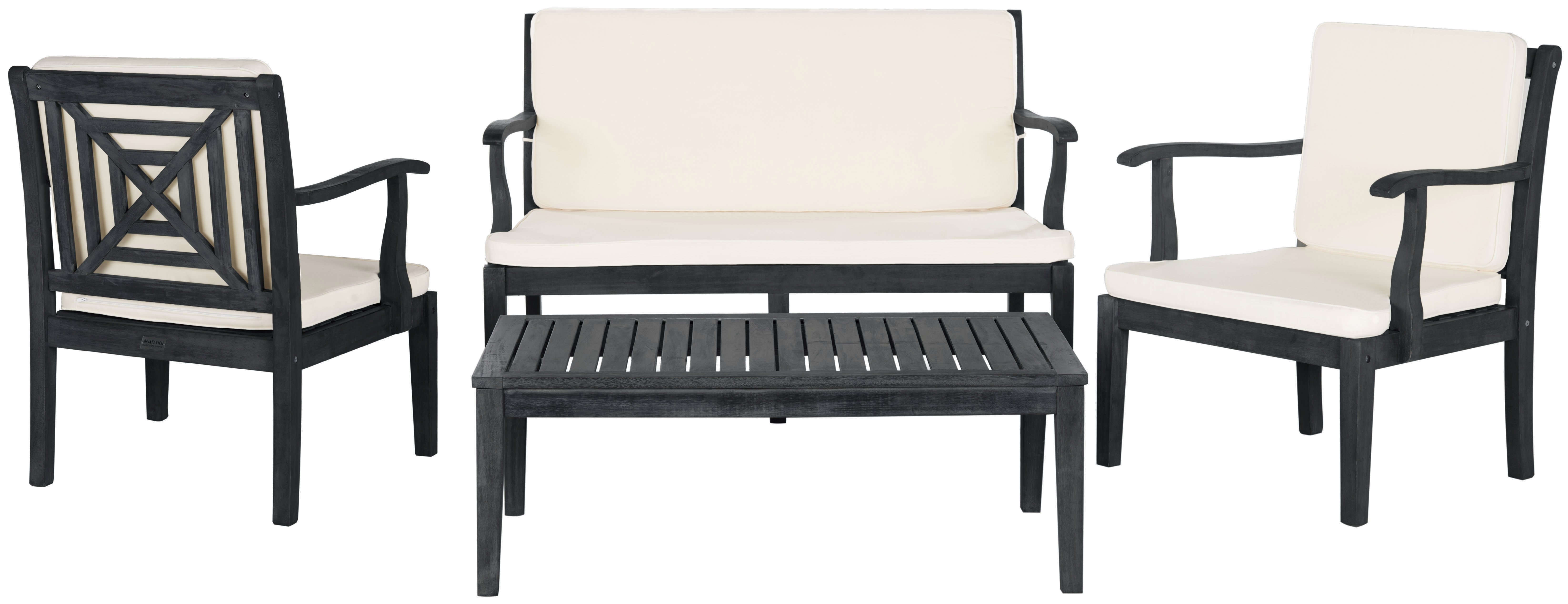 Del Mar 4 Piece Outdoor Set - Dark Slate Grey/Beige - Safavieh - Image 1