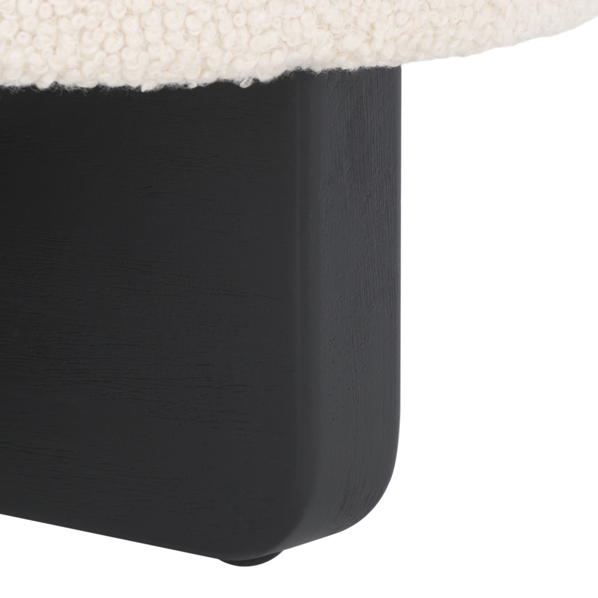 Riah Boucle Round Ottoman - Off White / Black - Safavieh - Image 3
