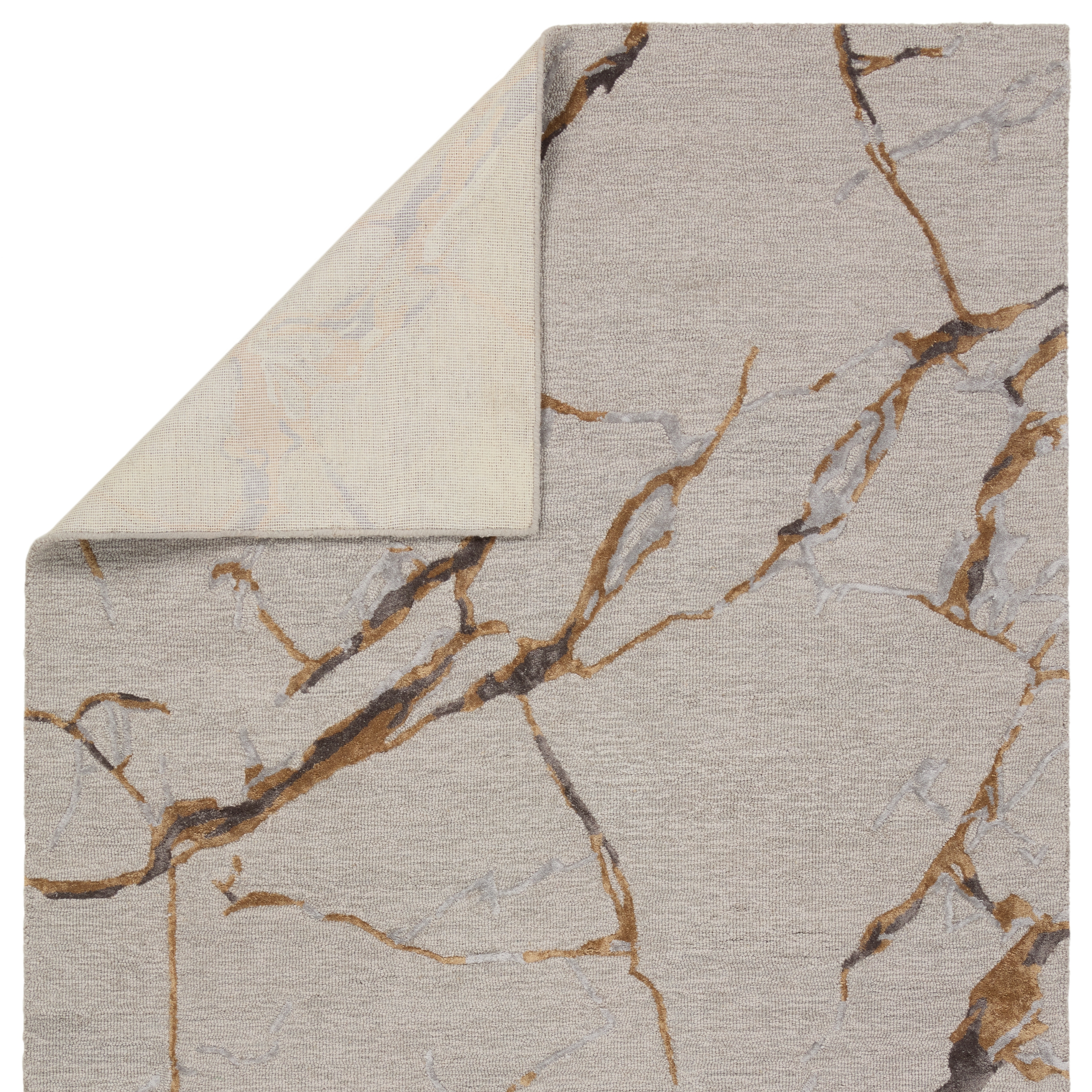 Shattered FRG03 Handmade Abstract Gray and Bronze Area Rug (6'x9') - Image 2