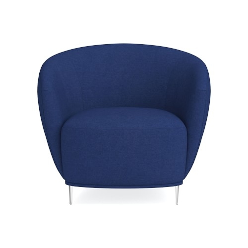 Alexis Pleated Chair, Standard Cushion, Perennials Performance Canvas, Denim, Polished Nickel - Image 0