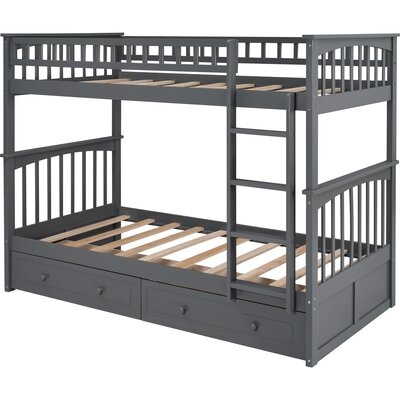 Twin Over Twin Bunk Bed With Drawers, Convertible Beds, White - Image 0