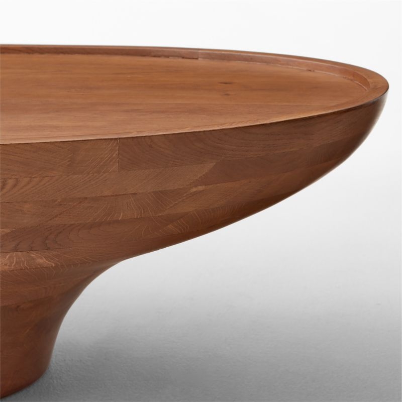 Emira 52" Oval Light Brown Oak Wood Coffee Table - Image 4