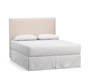 Raleigh Square Upholstered Tall Headboard without Nailheads, King, Performance Chateau Basketweave Ivory - Image 5