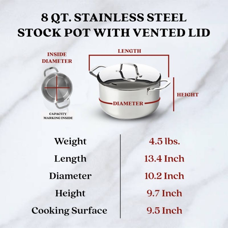 Alva Maestro 7.8-Qt. Stainless Steel Stockpot - Image 3