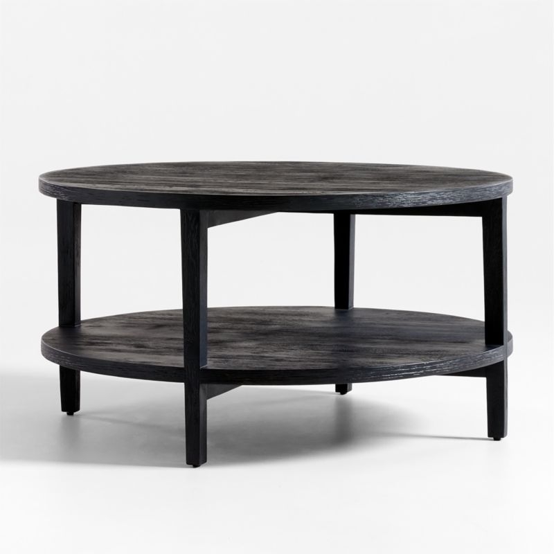Clairemont Round Ebonized 48" Coffee Table with Shelf - Image 1