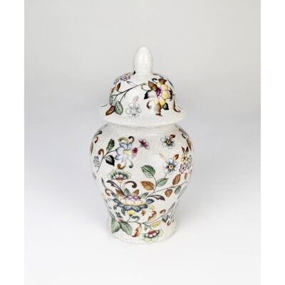 Green, White, Blue, Brown 10.5'' Porcelain Ginger Jar - Image 0