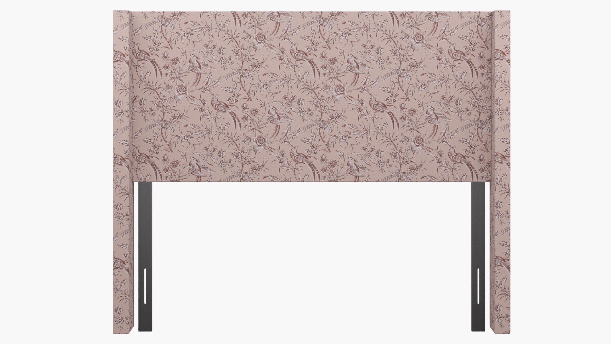 Modern Wingback Headboard, Blush Aviary, Queen - Image 1