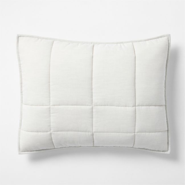 Organic Cotton Heathered Grey Grid Standard Bed Pillow Sham - Image 0