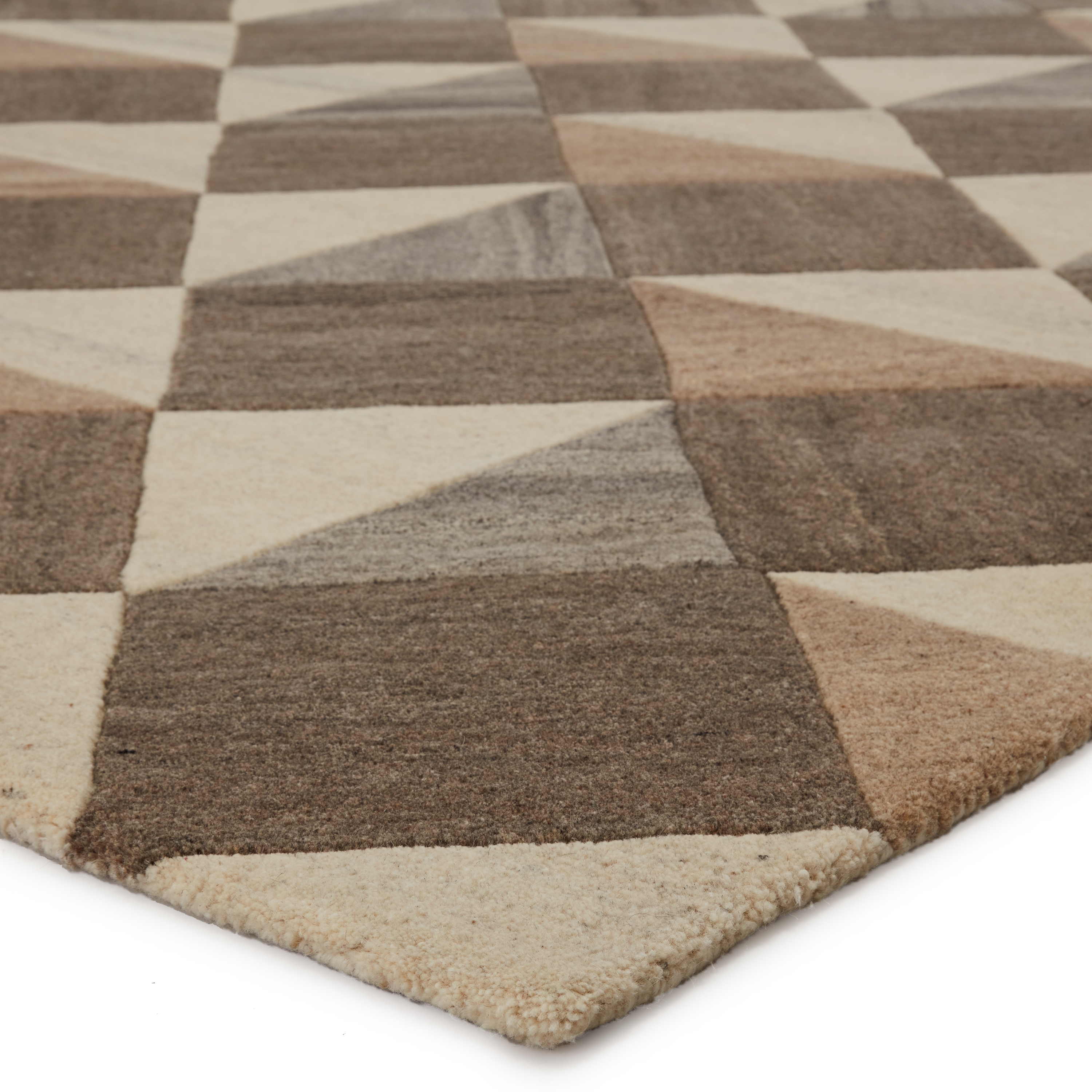 Verde Home by Paris Handmade Geometric Brown/ Cream Area Rug (5'X8') - Image 1