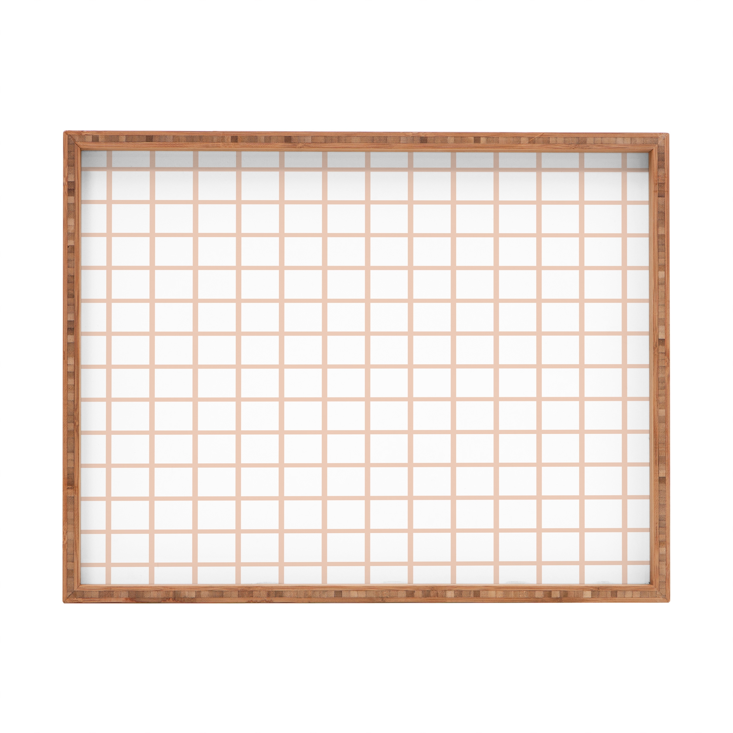 Blush Grid by Little Arrow Design Co - Rectangular Tray Bamboo Extra Large 22.5" x 17" - Image 0