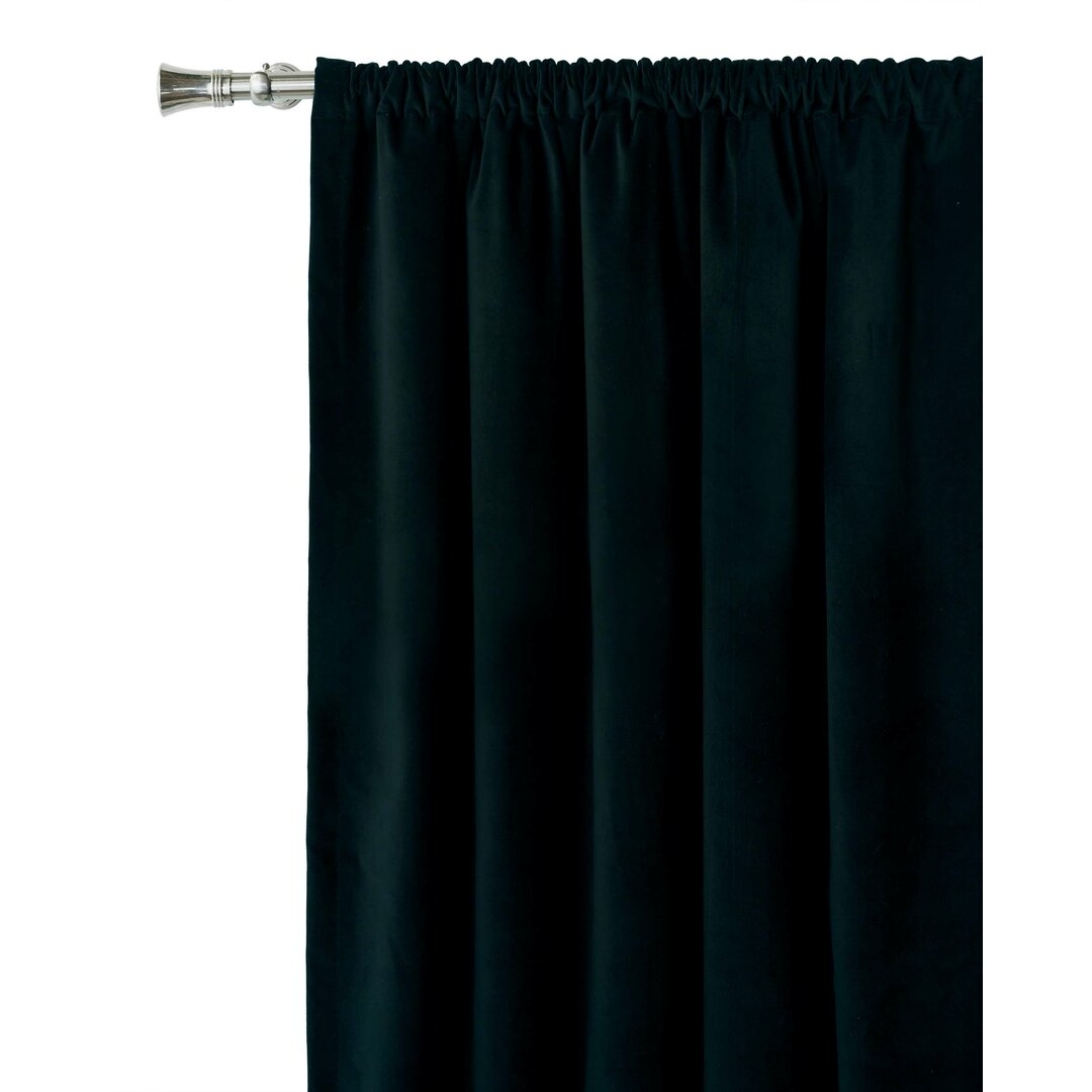 Eastern Accents Zac Black 100% Cotton Solid Room Darkening Rod Pocket Single Curtain Panel - Image 0