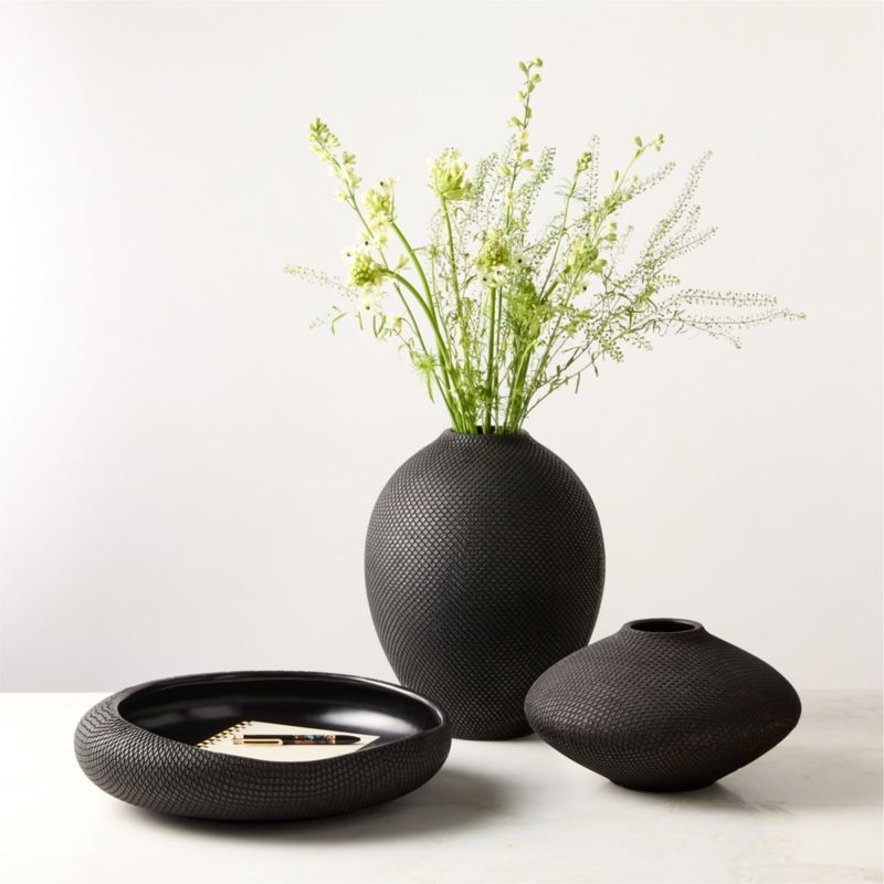 Cusco Textured Black Terracotta Vase Tall - Image 1