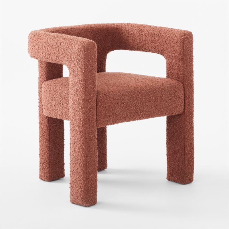 Stature Terracotta Red Boucle Dining Armchair - Image 2