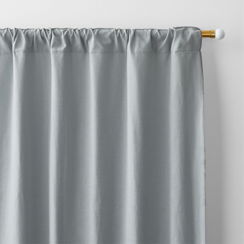 Mist Blue Merrow Stitch Organic Cotton Window Curtain Panel 52"x108" - Image 3