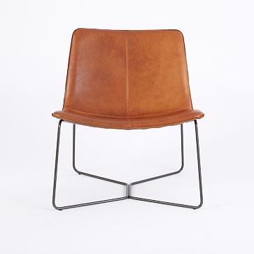 Slope Lounge Chair, Poly, Vegan Leather, Saddle, Charcoal - Image 3