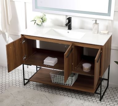 Kinley Single Sink Vanity Cabinet, 3 Door, Walnut Brown, 48" - Image 5