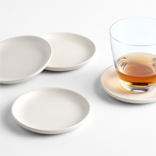 Craft Linen Cream Stoneware Coasters, Set of 4 - Image 0