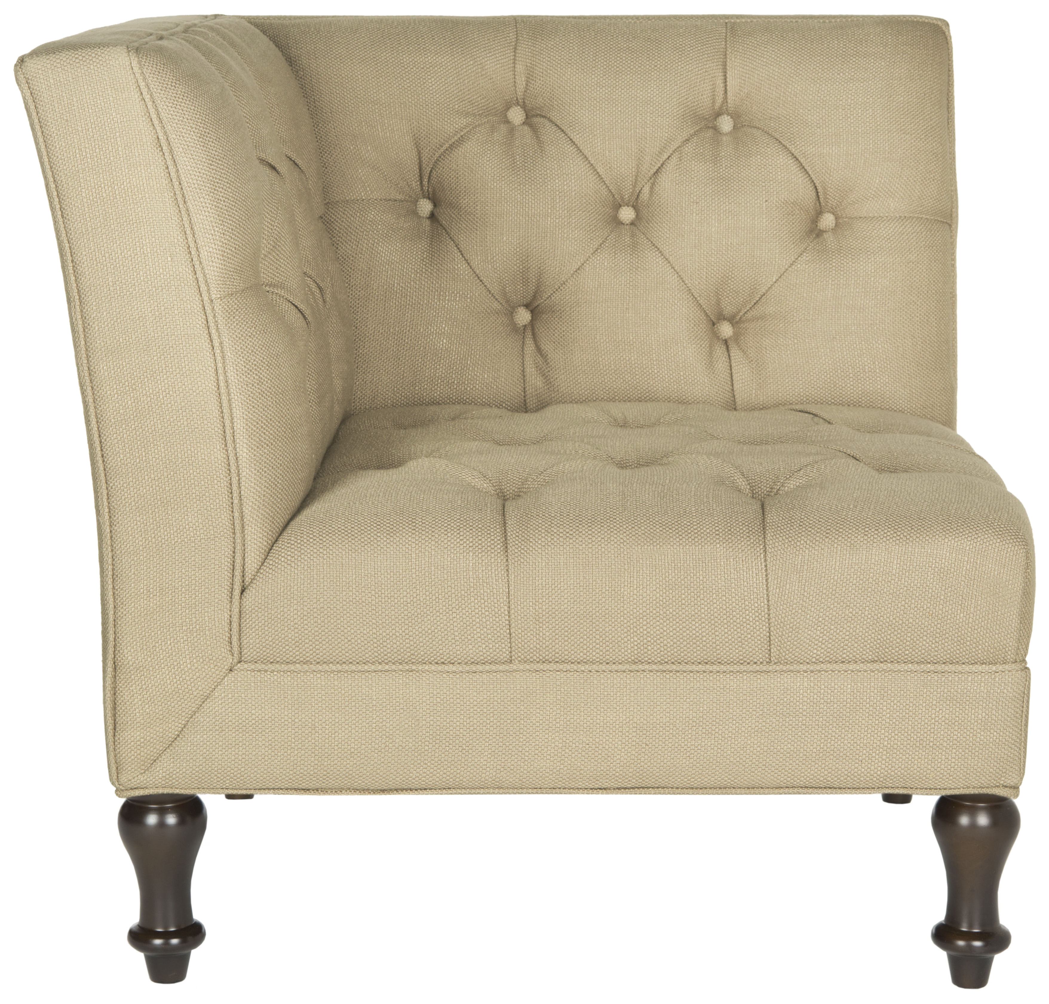 Jack Tufted Corner Chair - Antique Gold/Espresso - Safavieh - Image 0