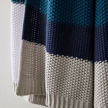 Modern Striped Cotton Knit Throw, 50"x60", Dark Horseradish - Image 4