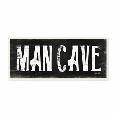 'Man Cave Black and White Textured Word Design' by Cindy Jacobs - Graphic Art Print - Image 0