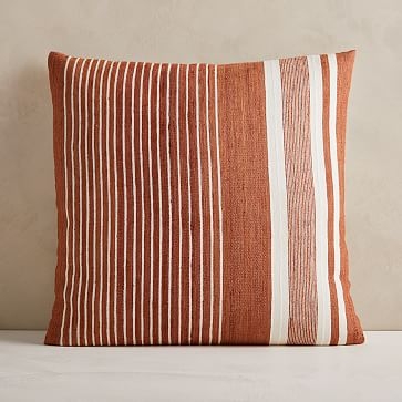 Silk Variegated Stripe Pillow Cover, 24"x24", Copper - Image 0