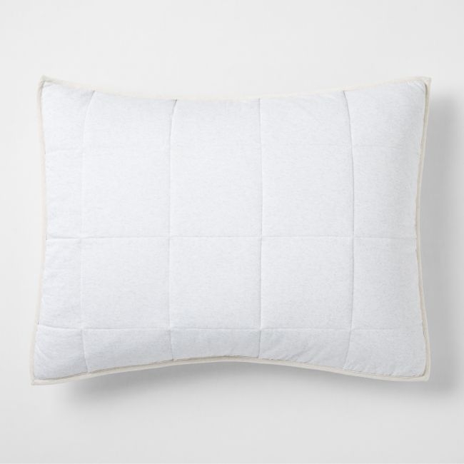 Comfy Tee Organic Cotton Jersey Light Grey Standard Quilted Bed Pillow Sham - Image 0