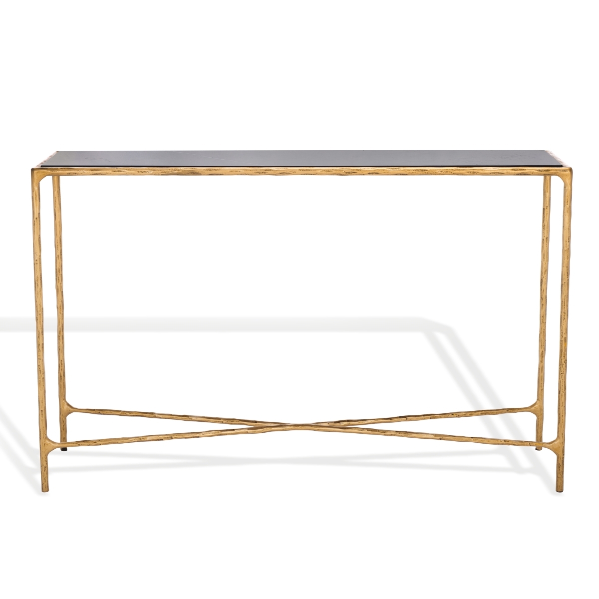 Jessa Rectangle Console Table - Brass/Black - Image 0