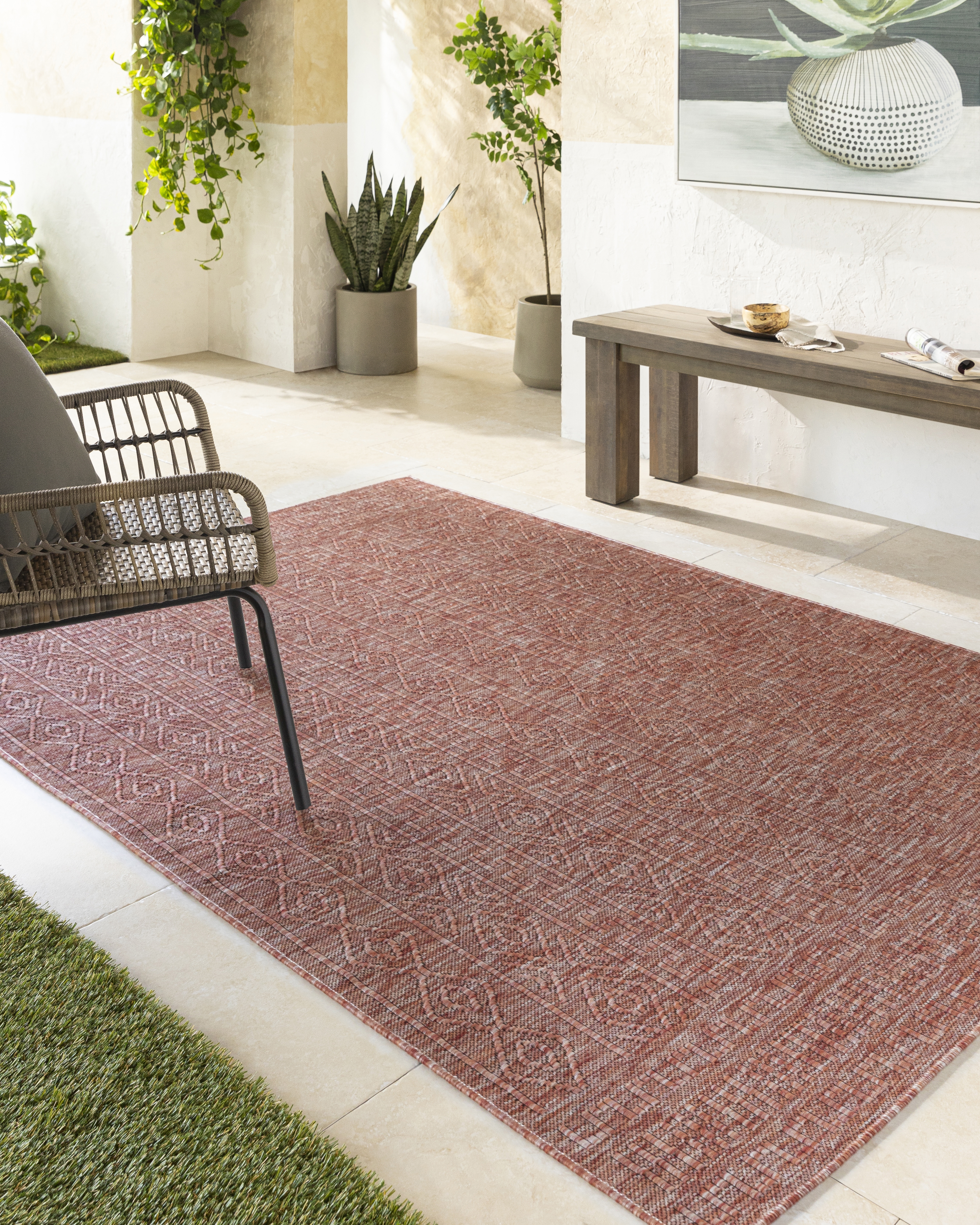 Terrace Brown Outdoor 9'2" x 12' Machine Woven Rug - Image 1
