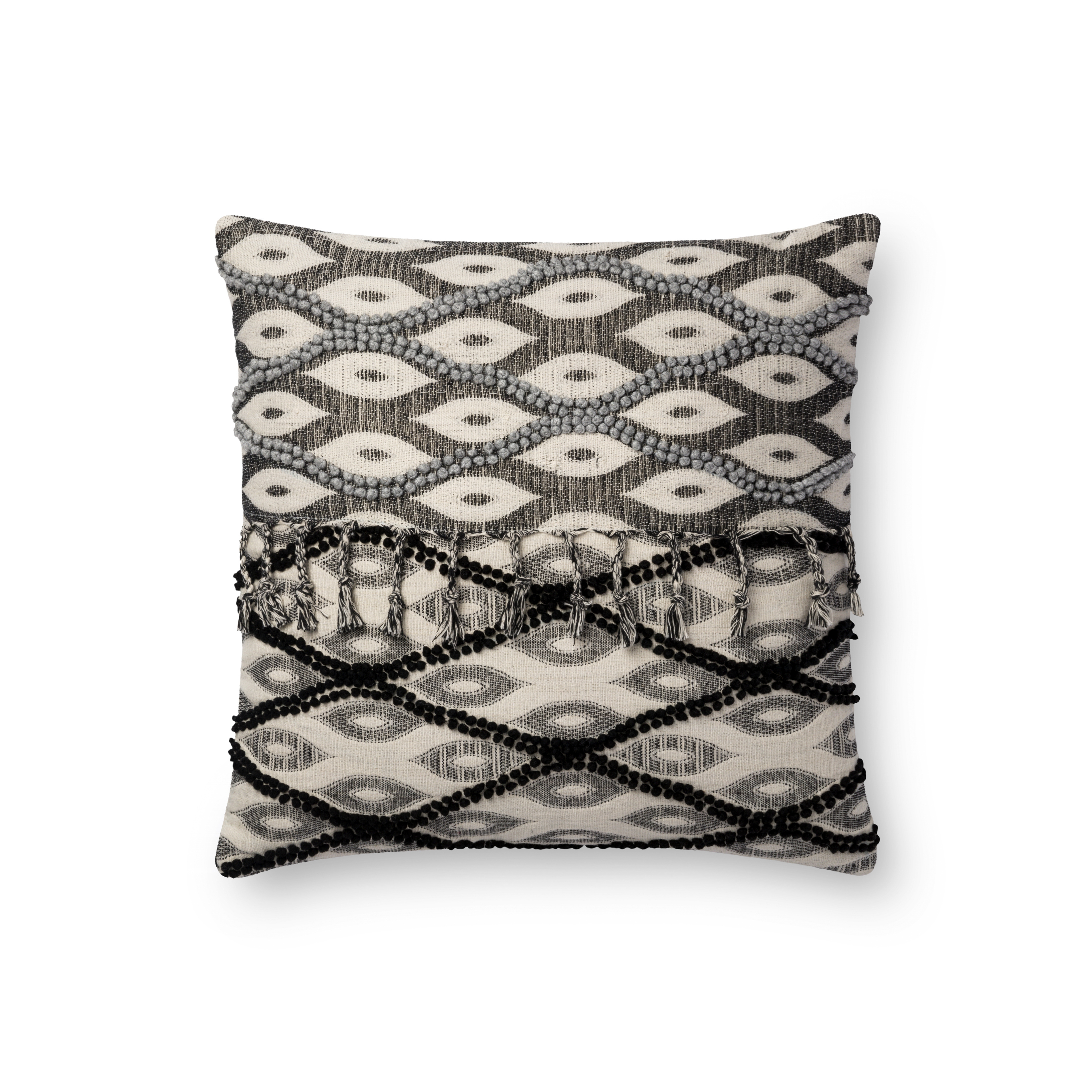 Loloi Pillows P0698 Black / White 18" x 18" Cover Only - Image 0