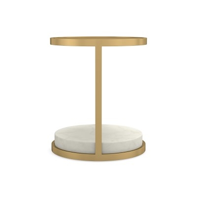 Odesa Medium Accent Table, Marble, White, Antique Brass - Image 2