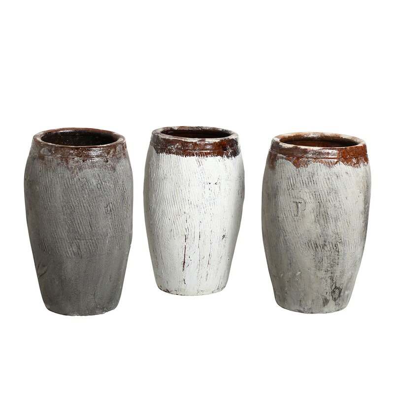 Bobo Intriguing Objects Gray/White/Brown 18.5"" Ceramic Table Vase - Image 0