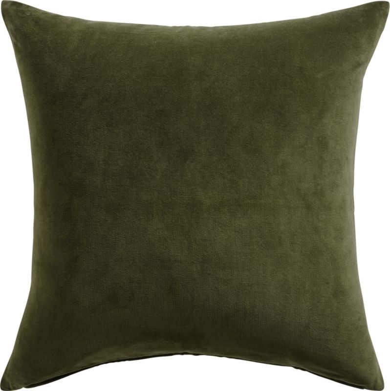 Leisure Olive Green Velvet Throw Pillow with Feather-Down Insert 23" - Image 0