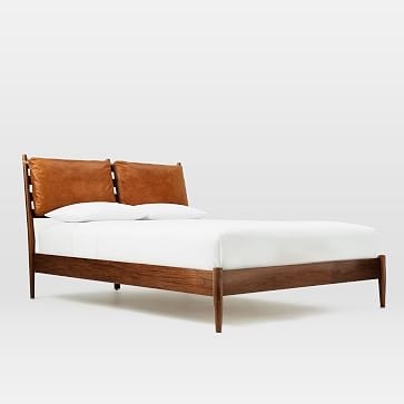 Arne Bed & Leather Cushion, King, Walnut - Image 0