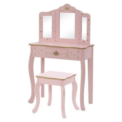Kids Vanity Set With Mirror,Pink - Image 0