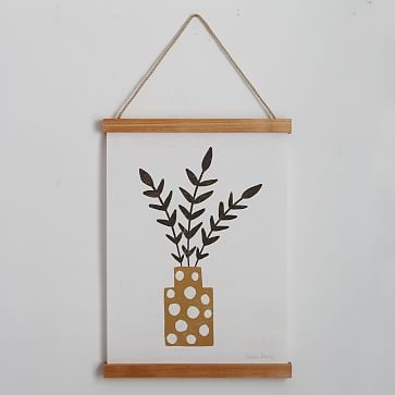 Branches Dotted Terracotta Vase Canvas Wood Wall Hanging, 12"x16" - Image 1