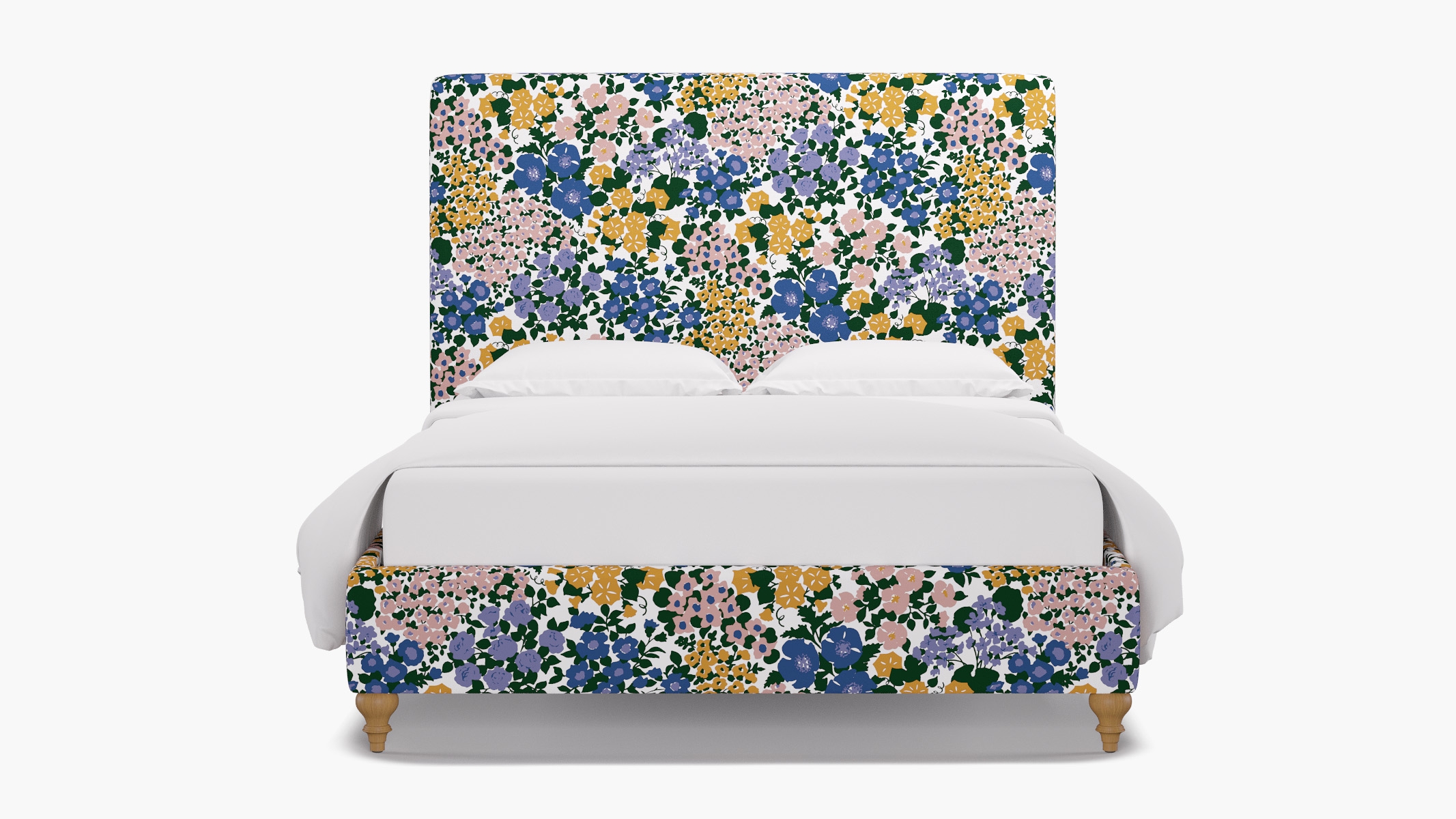 Classic Bed, Lavender Million Flowers, Natural Traditional Turned Leg, Twin - Image 0