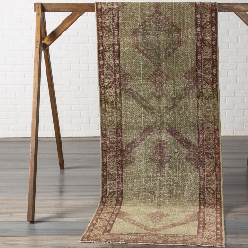 Antique One of a Kind  Indoor 2'11" x 12'7" Handmade Rug - Image 1