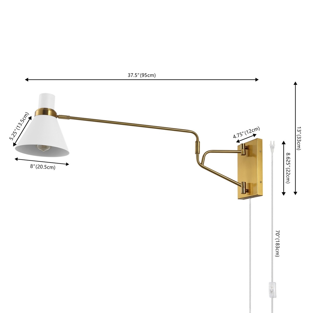 Cleome 28" Wall Sconce - Brass / White - Safavieh - Image 4