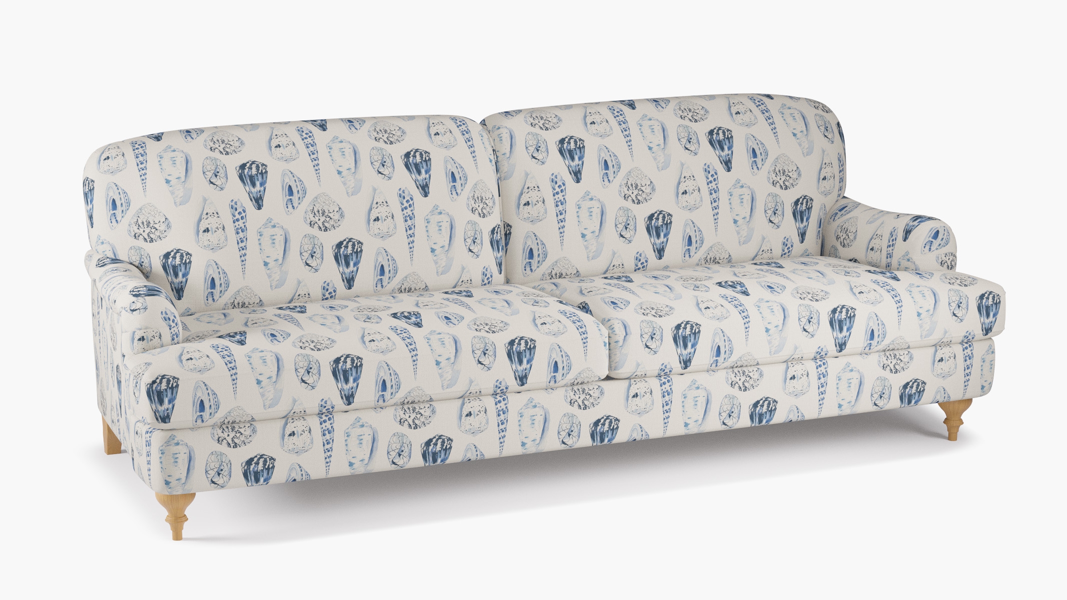 English Roll Arm Sofa, Porcelain Coquina, Natural Turned Wood Leg - Image 1