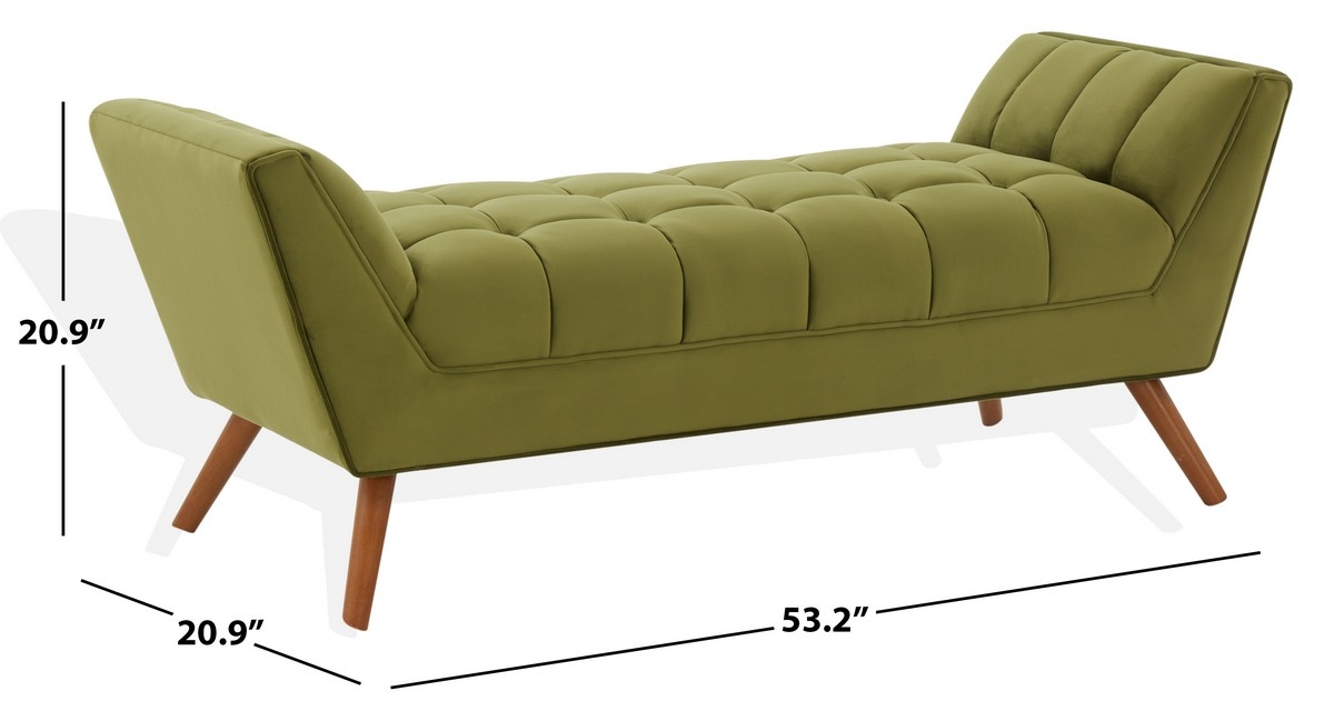 Damian Tufted Bench - Olive Green / Dark Brown - Image 5